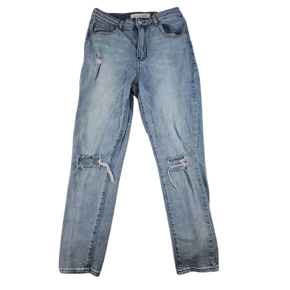 Ashley Mason Jeans 9 Bleached Stone Washed Light Denim Ripped Destroyed Mom - Picture 1 of 14